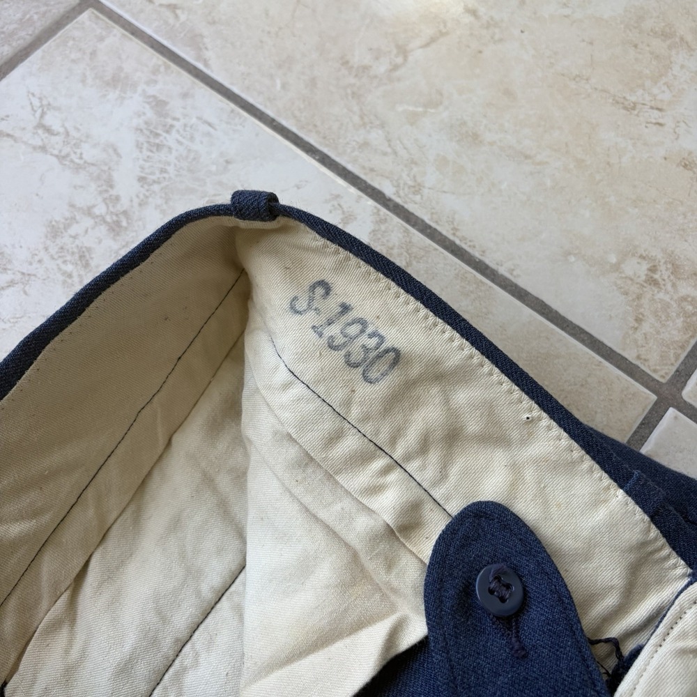 Vtg Military Pants Men 34x34 (Fits 32x28) Blue Wool Serge Air Force Trousers 60s - Picture 4 of 11
